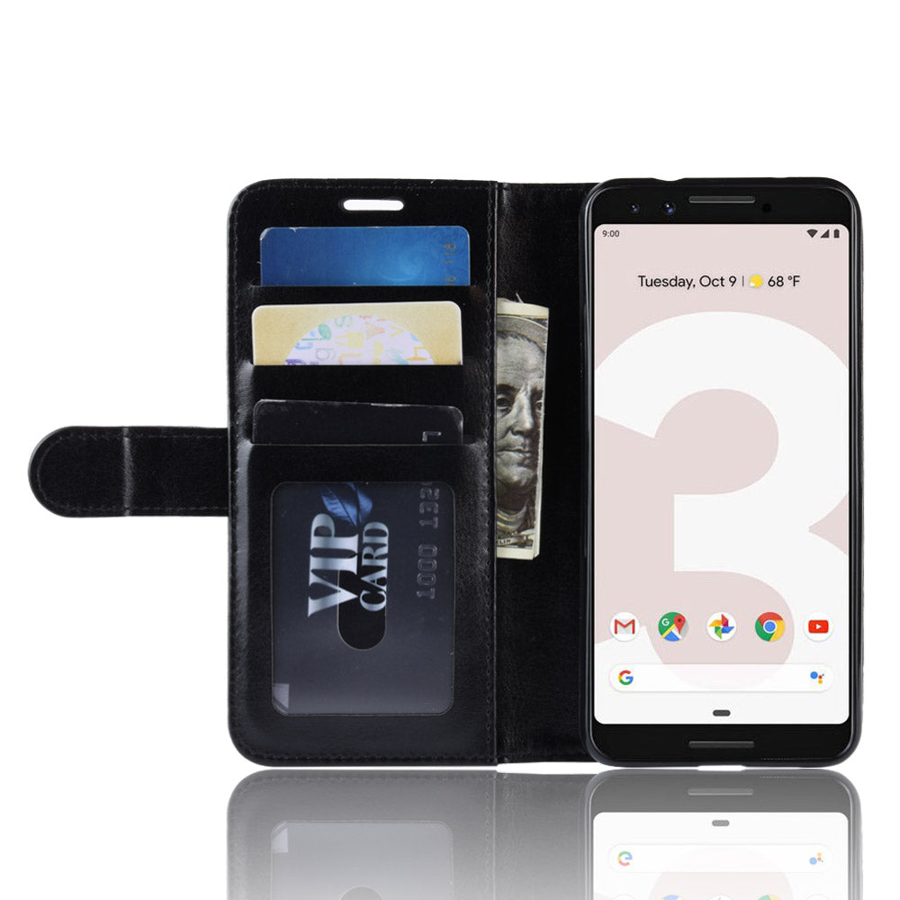 Crazy Horse Stand Leather Wallet Shell for Google Pixel 3a