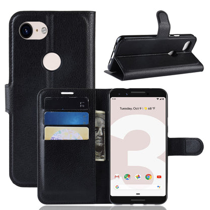 Litchi Skin PU Leather Wallet Case with Stand for Google Pixel 3a