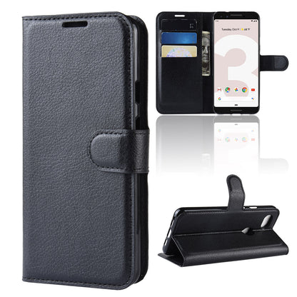 Litchi Skin PU Leather Wallet Case with Stand for Google Pixel 3a