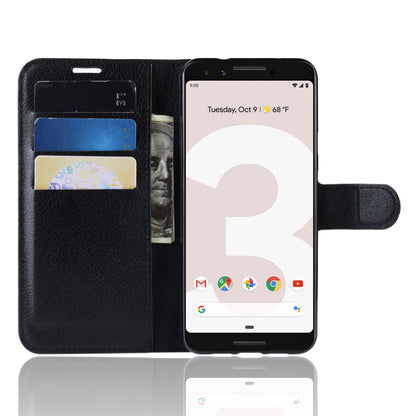 Litchi Skin PU Leather Wallet Case with Stand for Google Pixel 3a