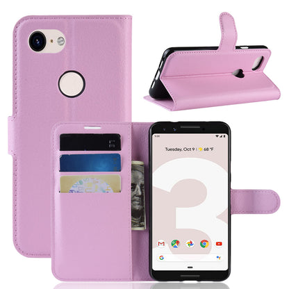 Litchi Skin PU Leather Wallet Case with Stand for Google Pixel 3a