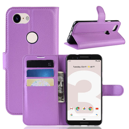 Litchi Skin PU Leather Wallet Case with Stand for Google Pixel 3a