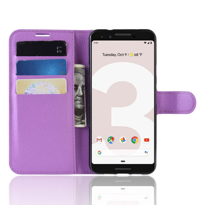 Litchi Skin PU Leather Wallet Case with Stand for Google Pixel 3a