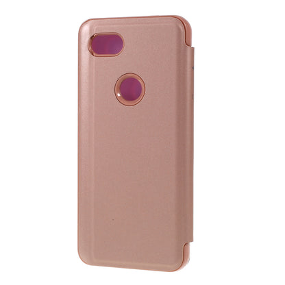 View Window Plated Mirror Surface Leather Phone Case Cover for Google Pixel 3a