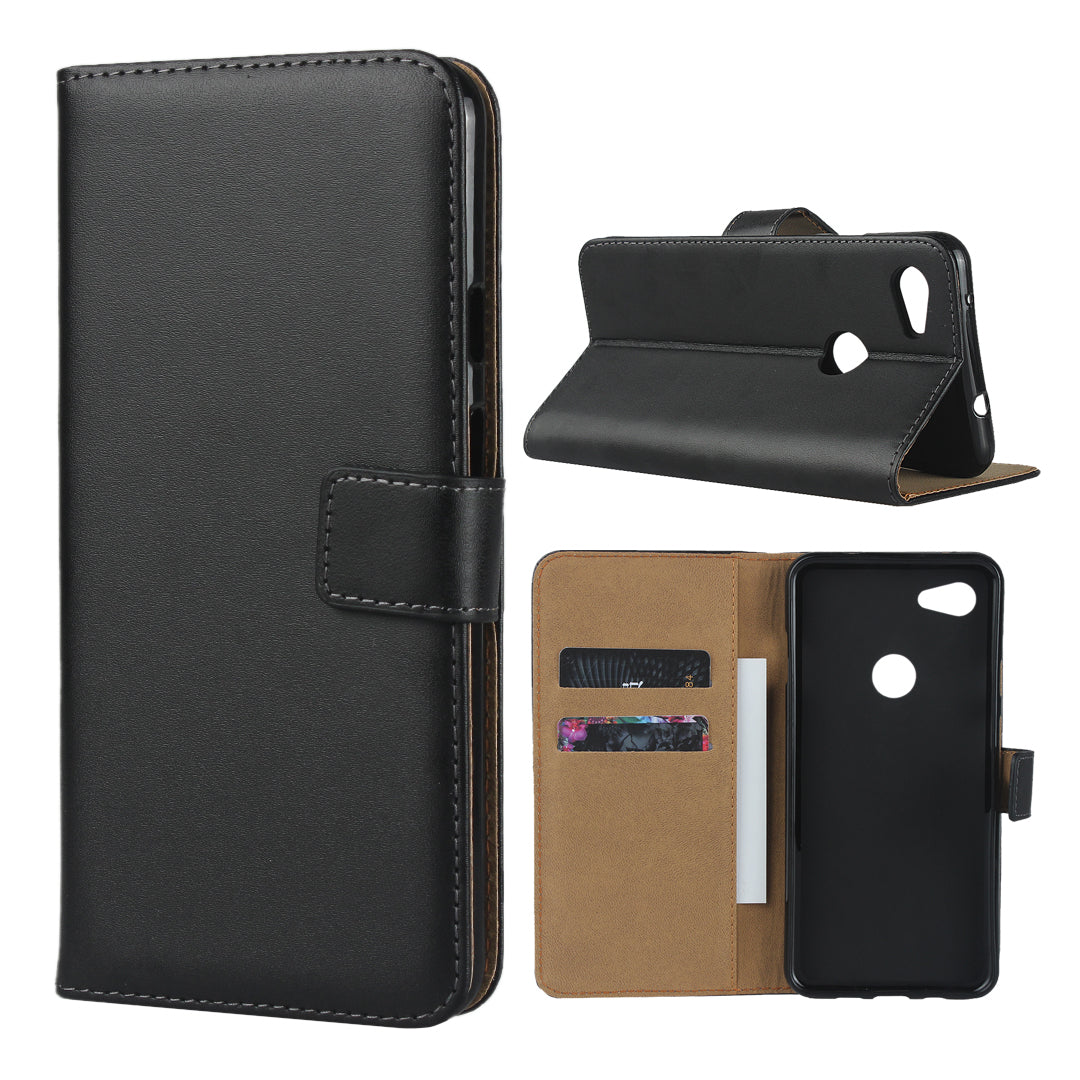 Genuine Leather Phone Shell with Stand for Google Pixel 3a