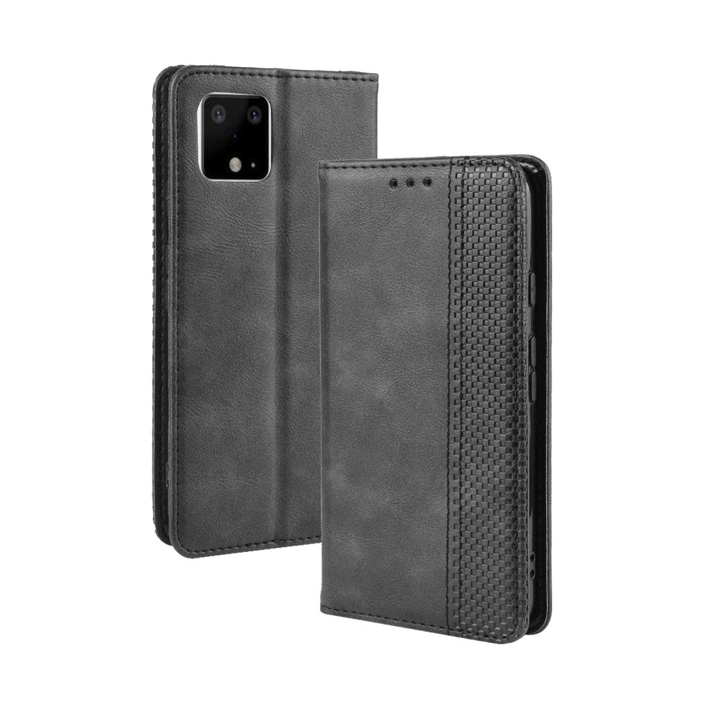 Auto-absorbed Vintage Style PU Leather Wallet Cover Case for Google Pixel 4 XL