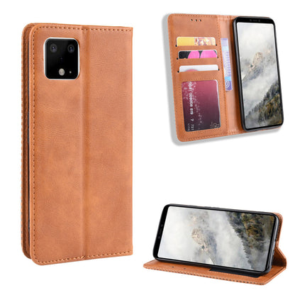 Auto-absorbed Vintage Style PU Leather Wallet Cover Case for Google Pixel 4 XL