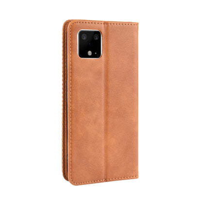 Auto-absorbed Vintage Style PU Leather Wallet Cover Case for Google Pixel 4 XL