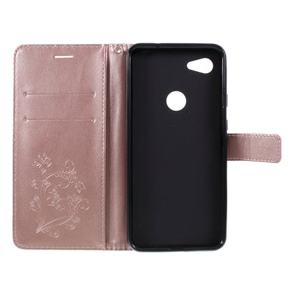 KT Imprinting Flower Series-2 Imprint Butterfly Leather Wallet Mobile Case for Google Pixel 3a