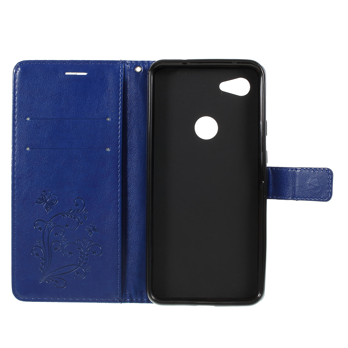 KT Imprinting Flower Series-2 Imprint Butterfly Leather Wallet Mobile Case for Google Pixel 3a