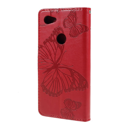 KT Imprinting Flower Series-2 Imprint Butterfly Leather Wallet Mobile Case for Google Pixel 3a