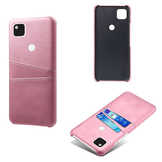 PU Leather Coated PC Double Card Slots Cell Phone Cover for Google Pixel 4A