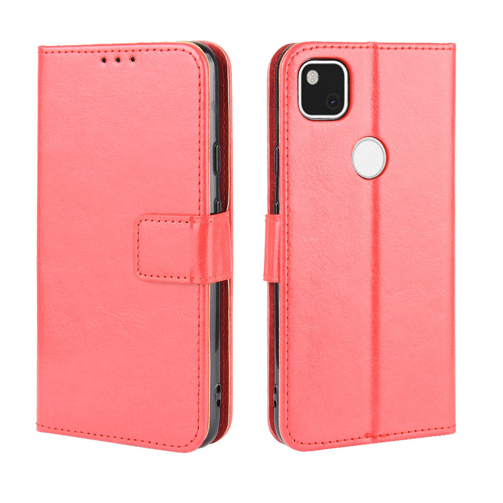 Crazy Horse Skin PU Leather Wallet Mobile Phone Shell for Google Pixel 4a