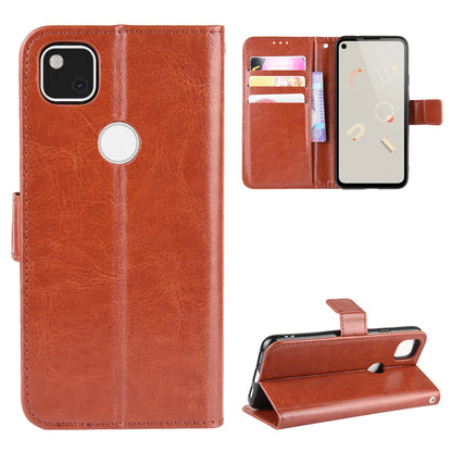 Crazy Horse Skin PU Leather Wallet Mobile Phone Shell for Google Pixel 4a