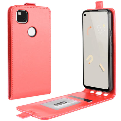 Vertical Flip Crazy Horse Card Holder Leather Cover for Google Pixel 4a