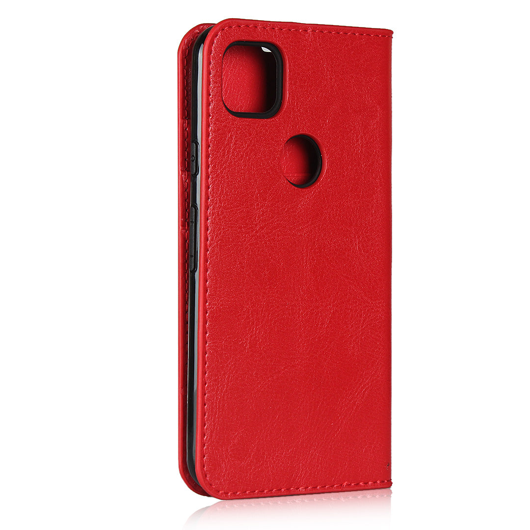 Crazy Horse Skin Genuine Leather Shell for Google Pixel 4a