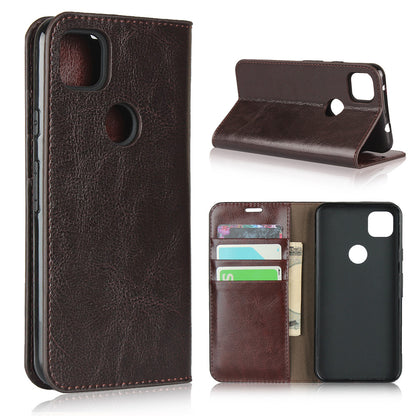 Crazy Horse Skin Genuine Leather Shell for Google Pixel 4a