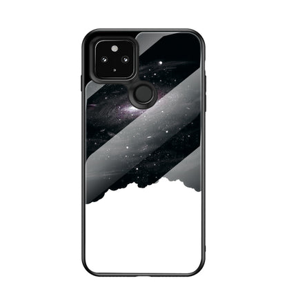 Tempered Glass Hybrid Phone Cover Shell with Starry Sky Pattern for Google Pixel 5