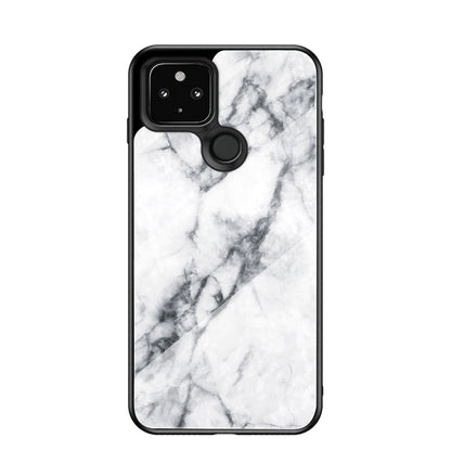 Soft TPU Edge + Marbling Tempered Glass Cell Phone Hybrid Cover for Google Pixel 4a 5G