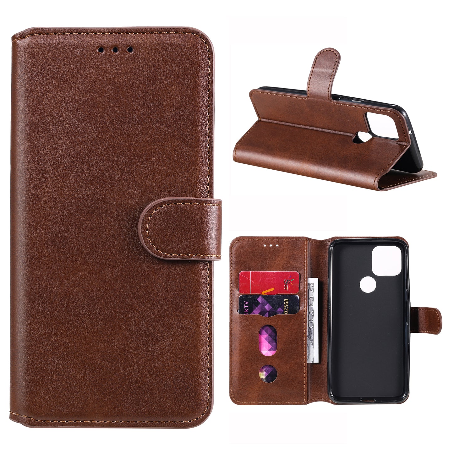 Classic Style Wallet Stand Flip Leather Phone Case for Google Pixel 5