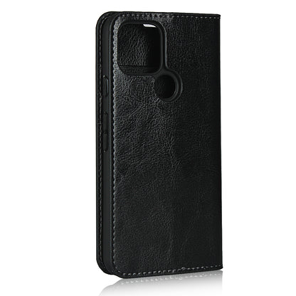 Crazy Horse Genuine Leather Wallet Stand Case for Google Pixel 5