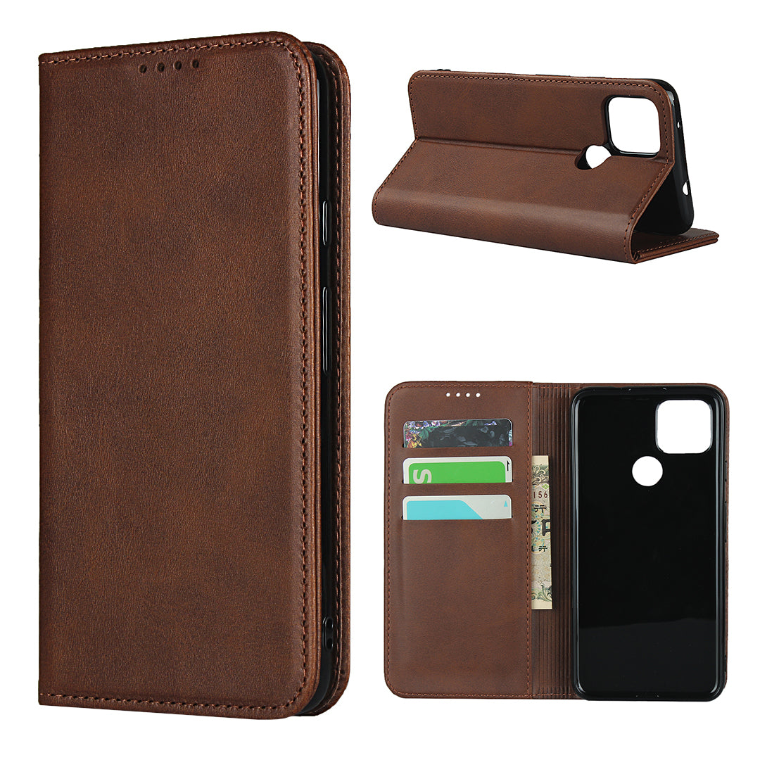 Auto-absorbed Wallet Leather Stand Cover Case for Google Pixel 4a 5G