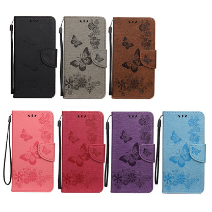 Butterfly Flower Imprint Leather Wallet Case with Stand for Google Pixel 4a 5G