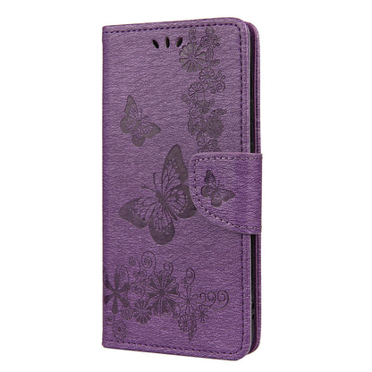 Butterfly Flower Imprint Leather Wallet Case with Stand for Google Pixel 4a 5G