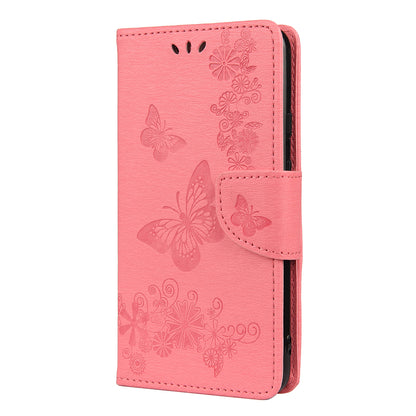 Butterfly Flower Imprint Leather Wallet Case with Stand for Google Pixel 4a 5G