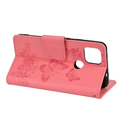 Butterfly Flower Imprint Leather Wallet Case with Stand for Google Pixel 4a 5G