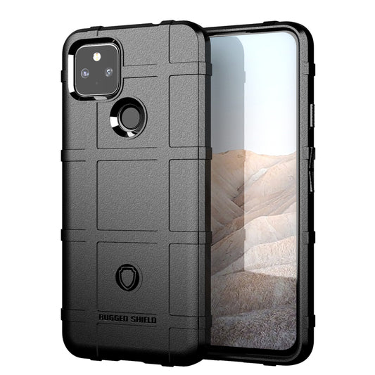 For Google Pixel 5a Shock-proof Rugged Square Grid Skin TPU Back Shell