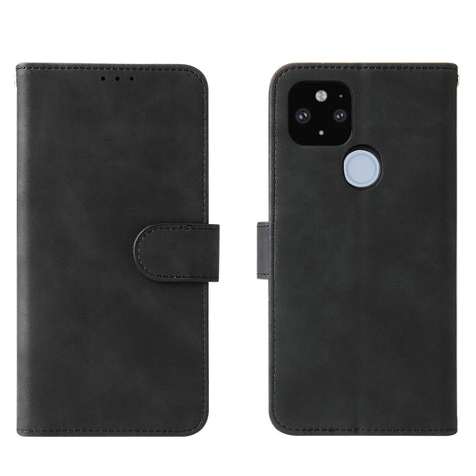 Skin-touch Folio Flip Leather Protective Shell for Google Pixel 5a 5G Wallet Stand Cover