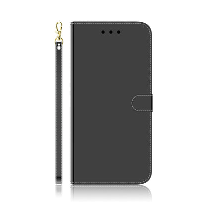 Well-Protected Mirror-like Surface Leather Case + Wrist Strap with Wallet Stand Design for Google Pixel 5a 5G