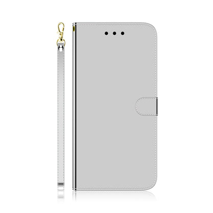 Well-Protected Mirror-like Surface Leather Case + Wrist Strap with Wallet Stand Design for Google Pixel 5a 5G