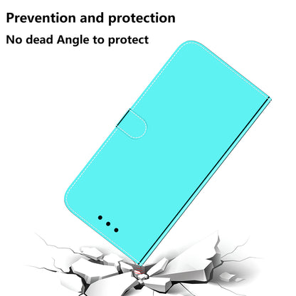 Well-Protected Mirror-like Surface Leather Case + Wrist Strap with Wallet Stand Design for Google Pixel 5a 5G