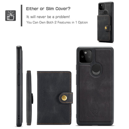 JEEHOOD Magnetic Clasp Wallet Design Detachable 2-in-1 Leather Coated TPU Phone Case for Google Pixel 5a 5G