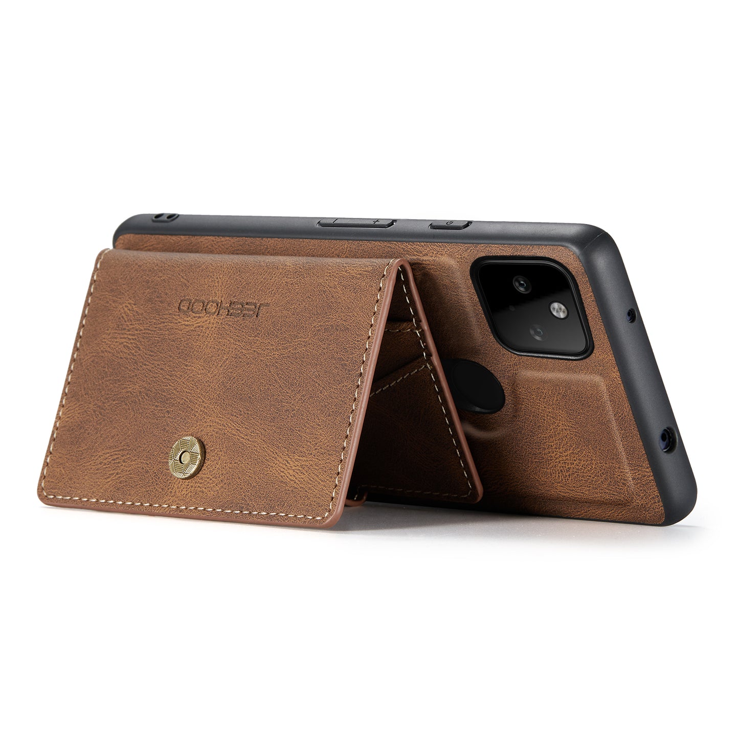 JEEHOOD Magnetic Clasp Wallet Design Detachable 2-in-1 Leather Coated TPU Phone Case for Google Pixel 5a 5G