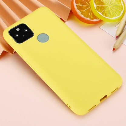 Well-Protected Solid Color Liquid Silicone Phone Protective Shell with Strap for Google Pixel 5a 5G