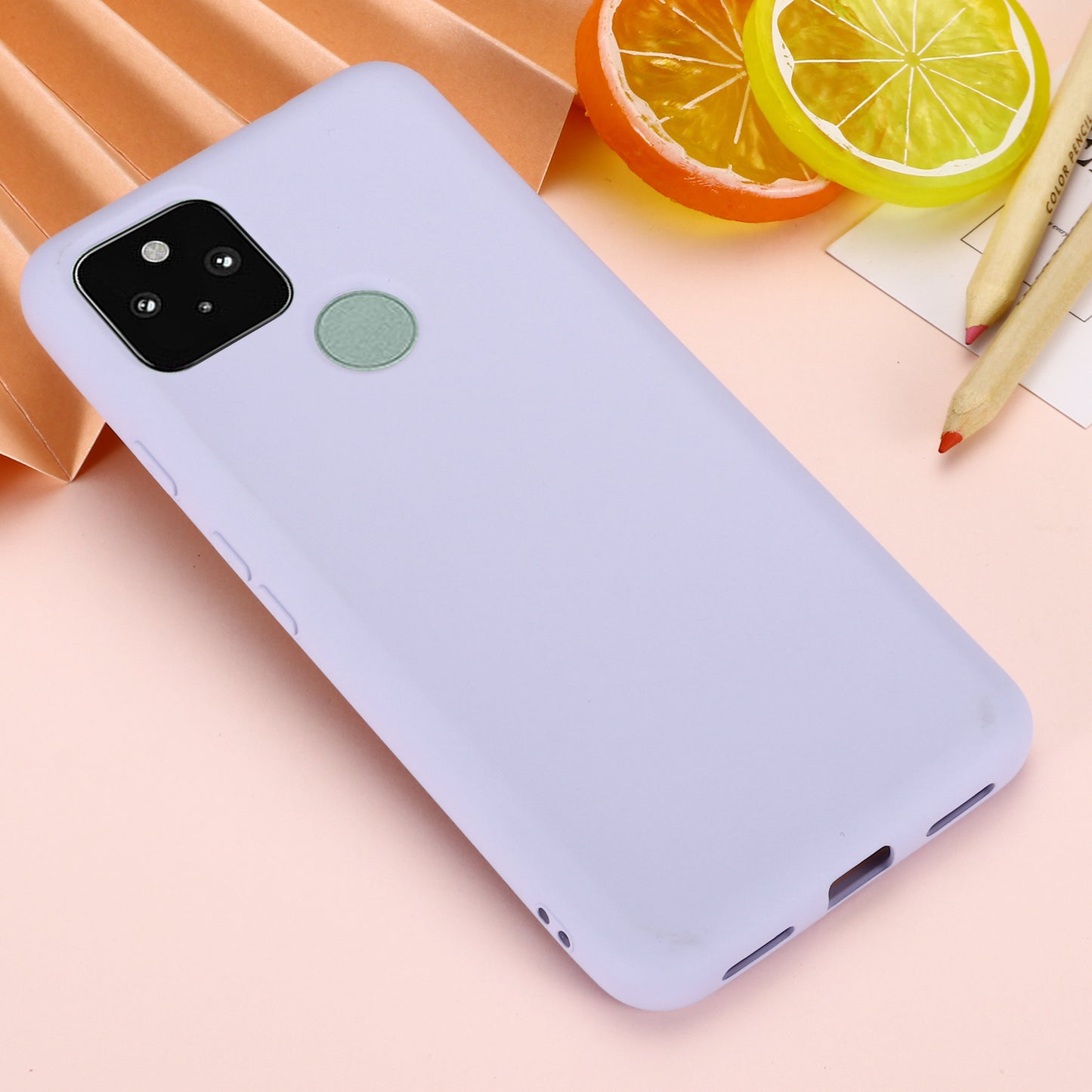 Well-Protected Solid Color Liquid Silicone Phone Protective Shell with Strap for Google Pixel 5a 5G