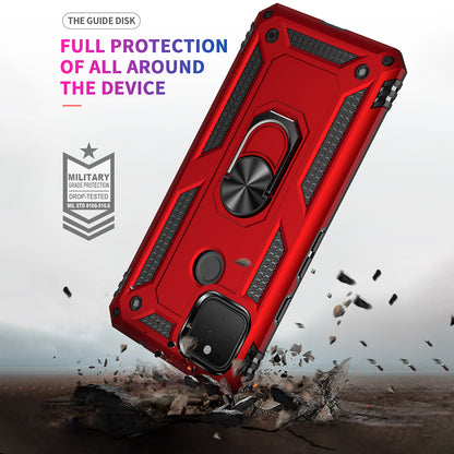 Hybrid PC + TPU + Metal Anti-Fall Finger Ring Kickstand Phone Case Shell for Google Pixel 4a 5G