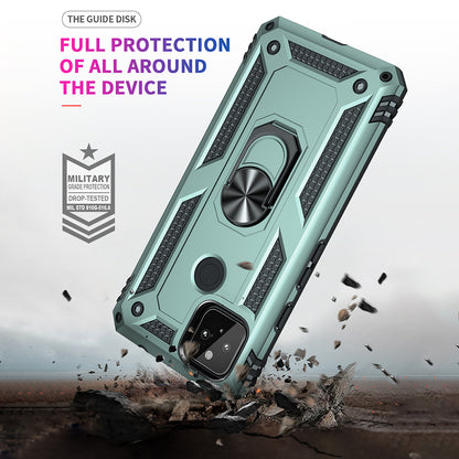 Anti-Fall Hybrid PC + TPU Phone Case Shell with Finger Ring Kickstand for Google Pixel 5a