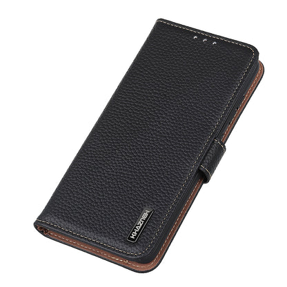 KHAZNEH Litchi Texture Top Layer Genuine Leather Phone Wallet Stand Case Protector for Google Pixel 6