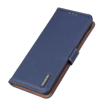 KHAZNEH Litchi Texture Top Layer Genuine Leather Phone Wallet Stand Case Protector for Google Pixel 6