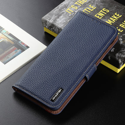 KHAZNEH Litchi Texture Top Layer Genuine Leather Phone Wallet Stand Case Protector for Google Pixel 6