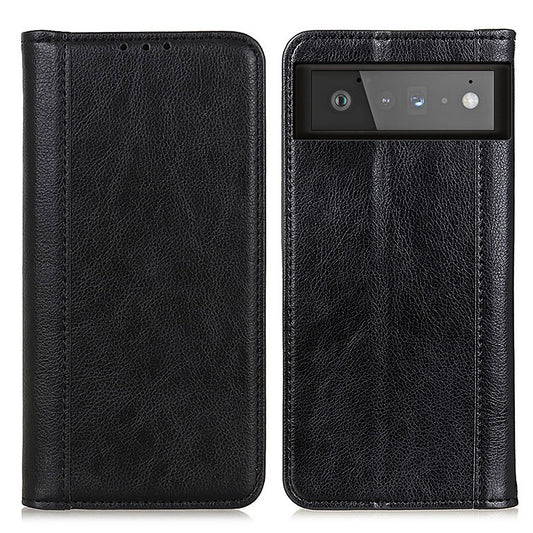 Litchi Texture Split Leather Auto-absorbed Wallet Stand Case Cover for Google Pixel 6