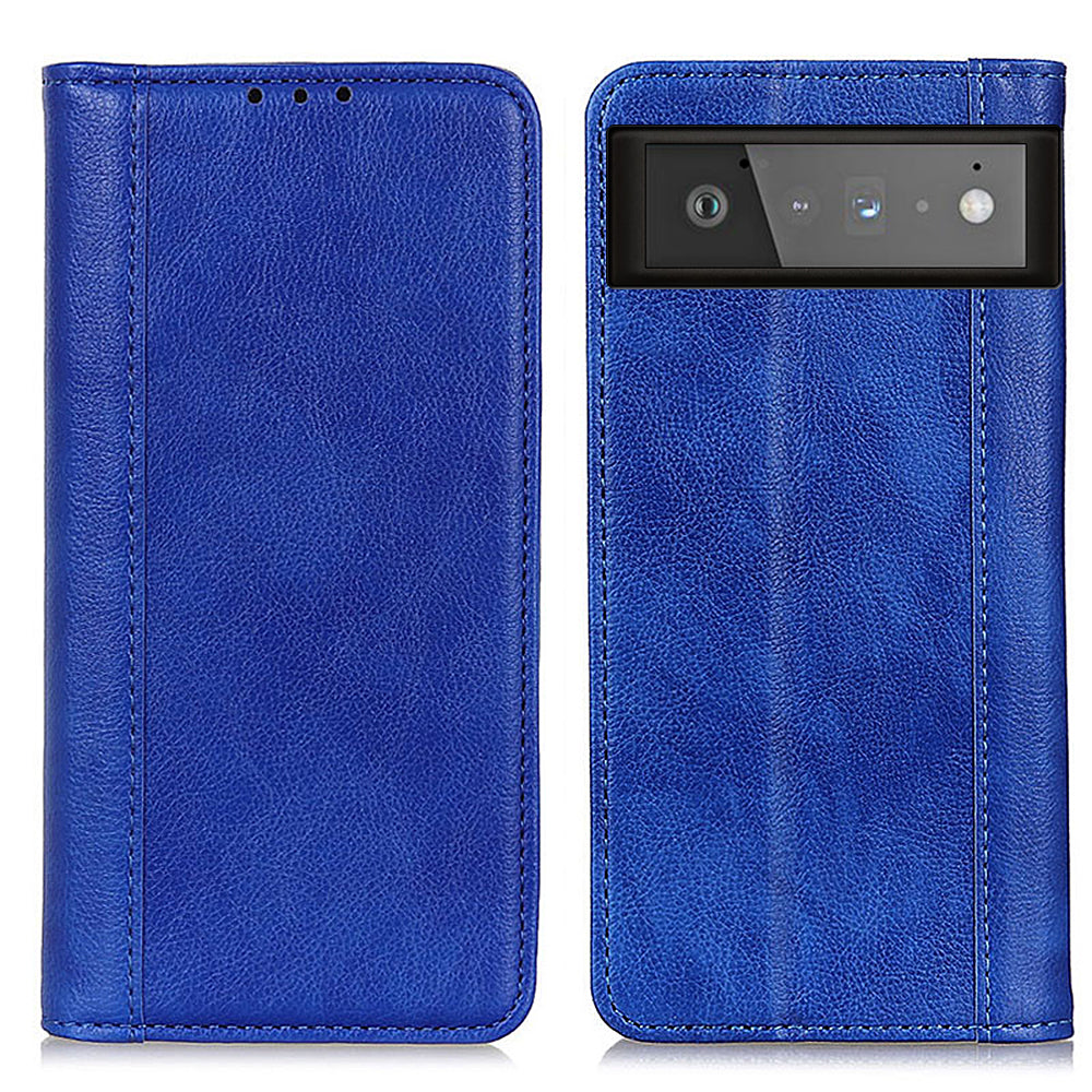 Litchi Texture Split Leather Auto-absorbed Wallet Stand Case Cover for Google Pixel 6