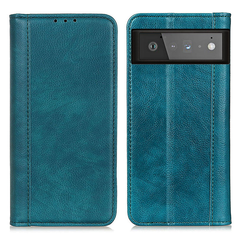 Litchi Texture Split Leather Auto-absorbed Wallet Stand Case Cover for Google Pixel 6