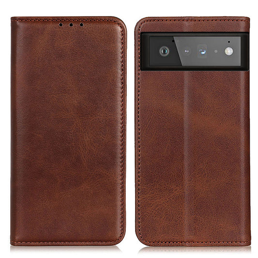 Auto-absorbed Split Leather Wallet Shell Case for Google Pixel 6