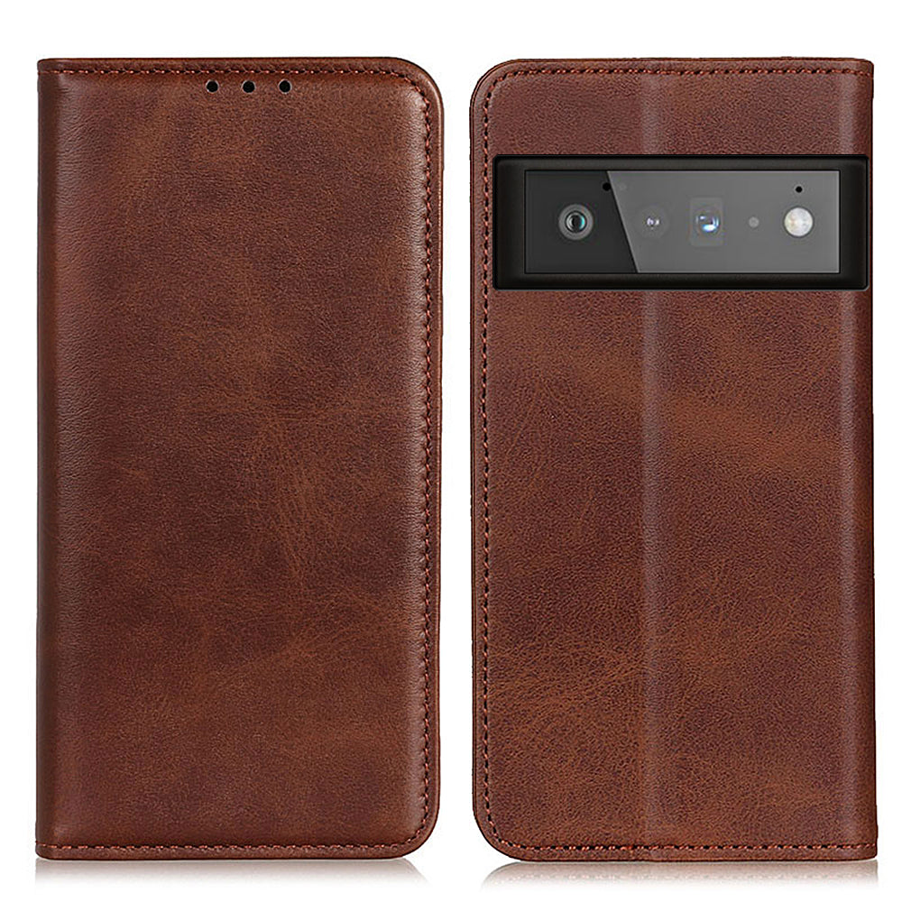 Auto-absorbed Split Leather Wallet Case for Google Pixel 6 Pro