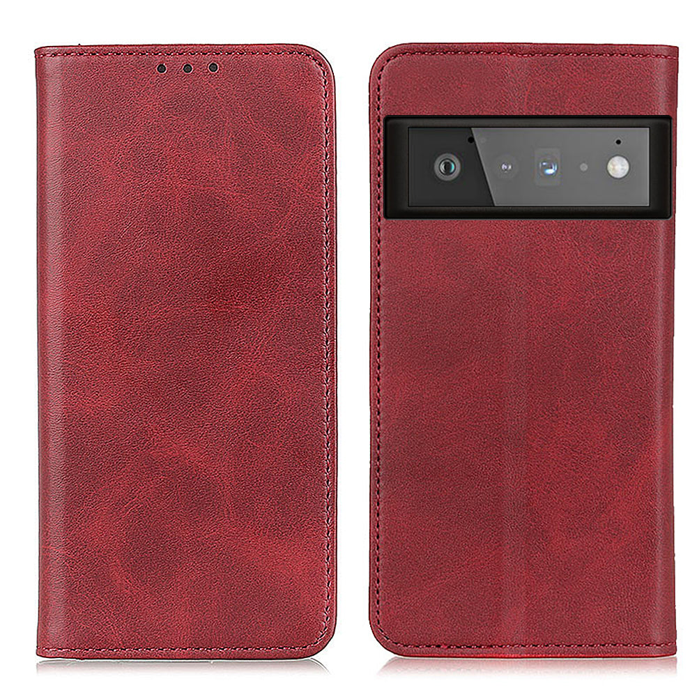 Auto-absorbed Split Leather Wallet Case for Google Pixel 6 Pro